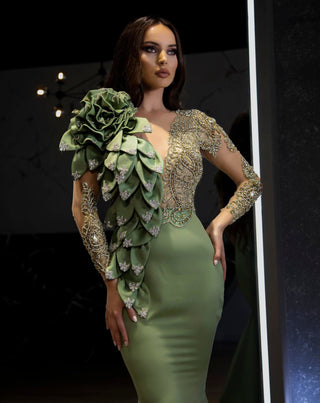 Aleah Glamorous Gemstone and Floral Dress - Blini Fashion House