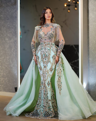 Despina Elegant Stone-Detailed Overskirt Gown - Blini Fashion House