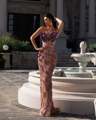 Sleeveless Purple Evening Gown