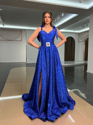 BlueDeep SlitLong DressWomen - Blini Fashion House