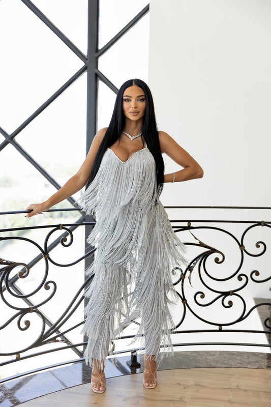 Klarisa Cena Sparkles in Our Silver Jumpsuits - Blini Fashion House