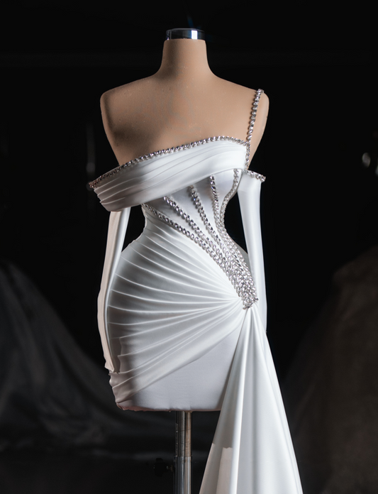 Elara Bridal Mini Dress One Shoulder