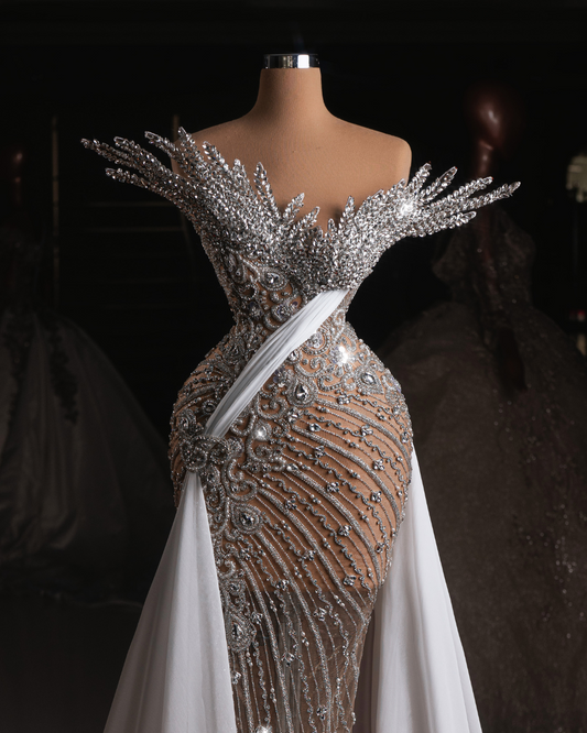 Reisa Bridal Dress with Crystals and Cape