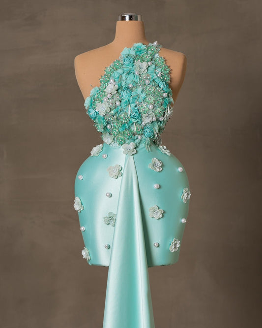 Aleyah Mini Dress with Crystals and Flowers