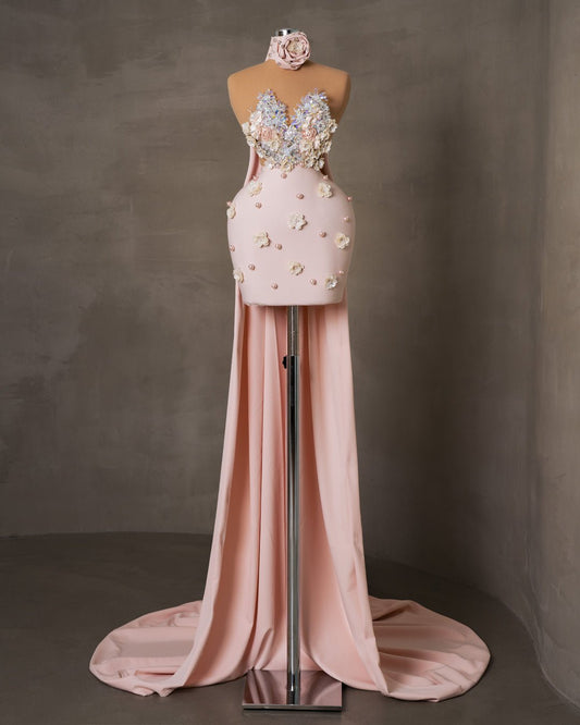 Aleyna Mini Dress with Crystals and Flowers