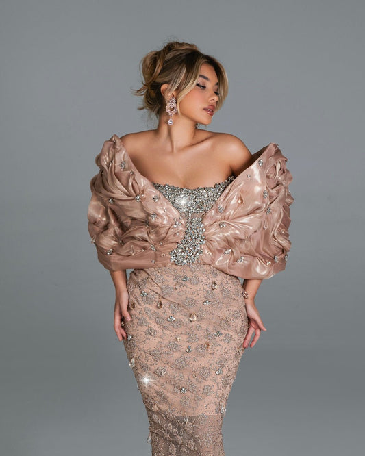 Amanda Off Shoulder Dress with Crystals