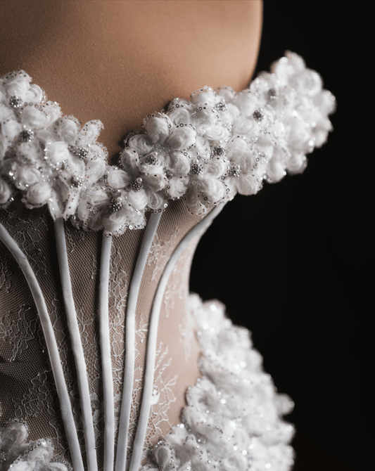 Amaria Short Bridal Dress with Floral Elements