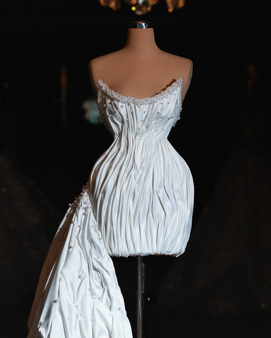 Ariella Short Bridal Dress with Pearls