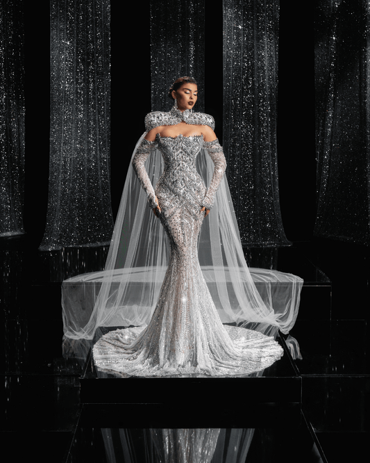 Astaria Bridal Dress with Shoulder Cape