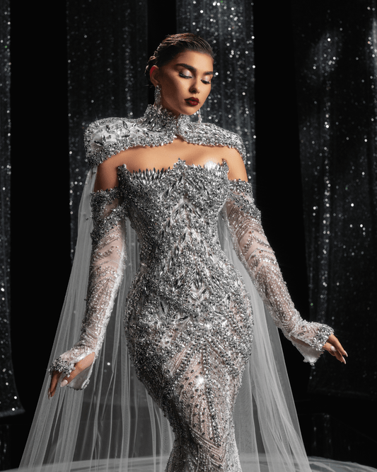 Astaria Bridal Dress with Shoulder Cape
