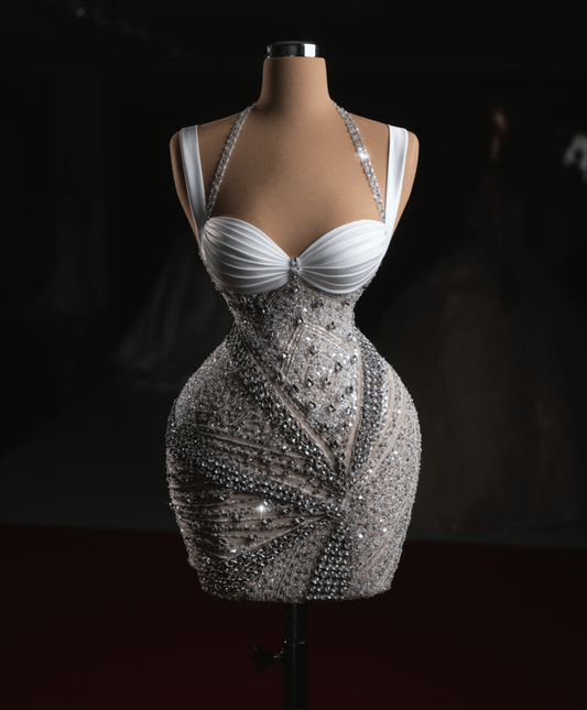 Astra Short Bridal Dress with Crystals