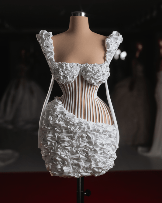 Aurelia short bridal dress with satin fabric