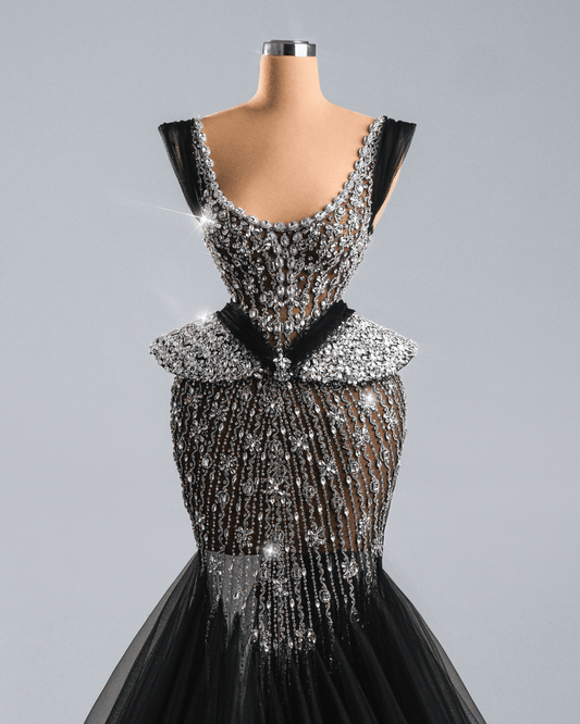 Baleria Black Dress with Crystals