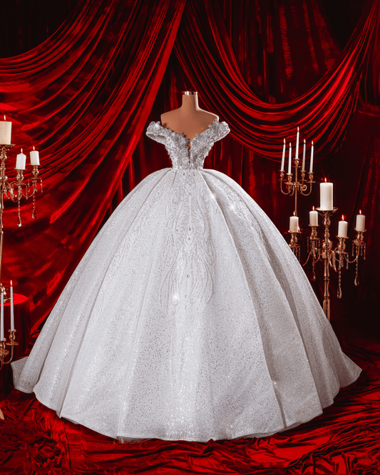Belera Bridal Off Shoulder Dress with Crystals