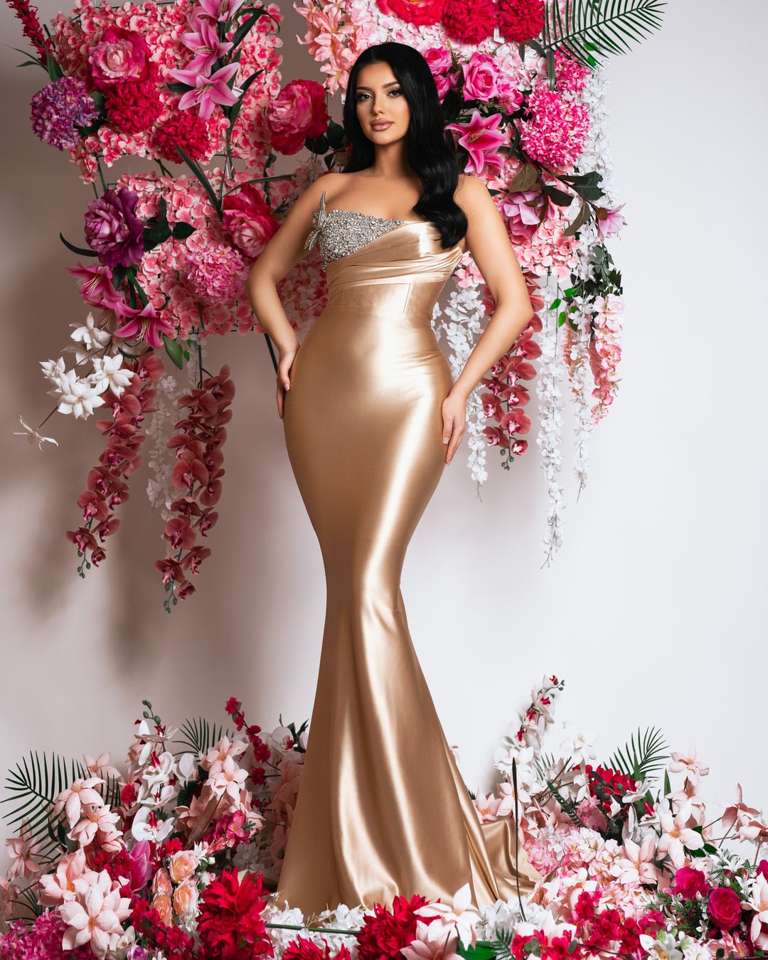 Champagne Sleeveless Satin Dress