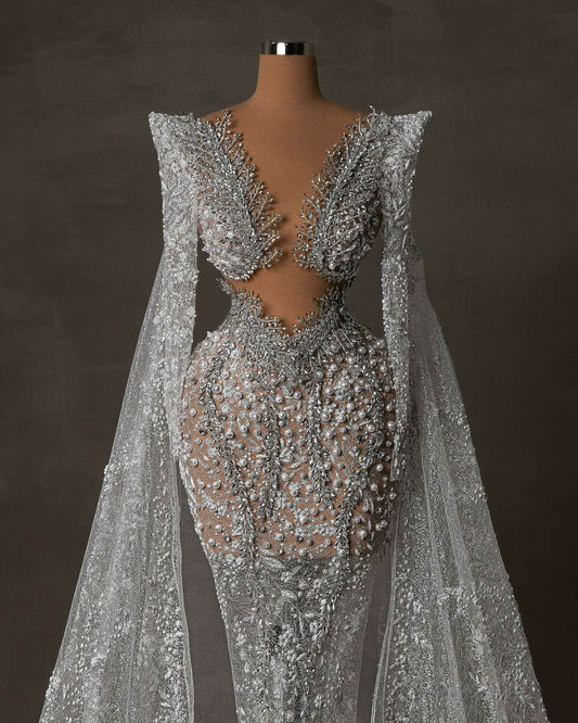 Bionna Bridal Dress with Crystals and Capes