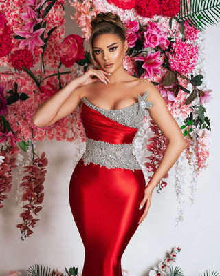 Satin sleeveless red dress - a stunning statement piece