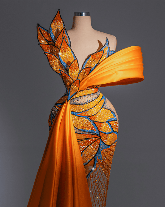 Chaleur Long Dress With Flames