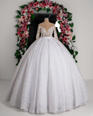 Delphine Bridal Dress with Flower Lace