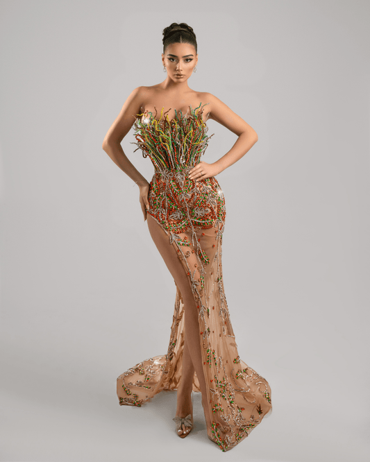 Donande Long Dress with Crystals