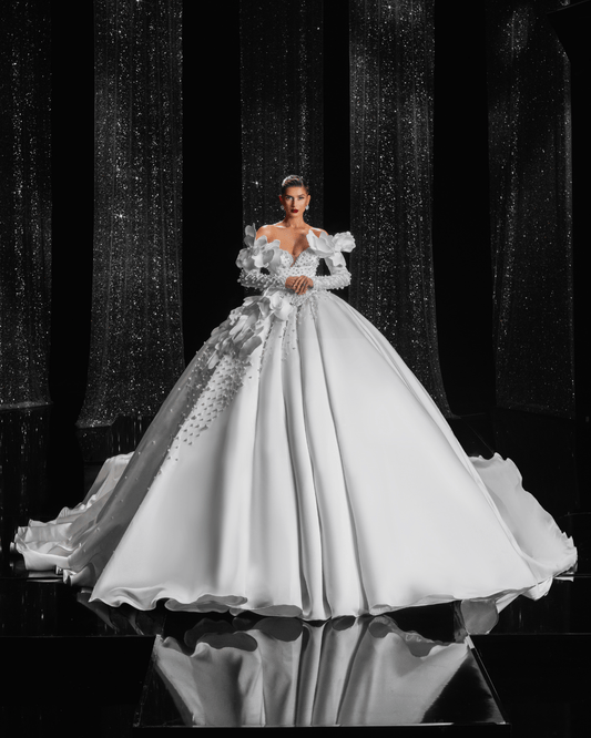 Elarissa Bridal Dress, with Flowers and Pearls