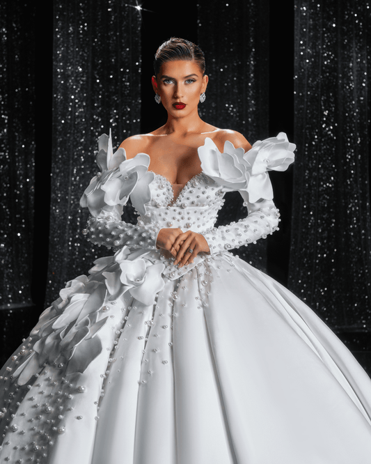Elarissa Bridal Dress, with Flowers and Pearls