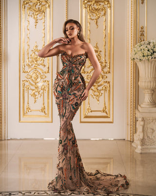 Elegant Sleeveless Lace Dress - Embellished with Vibrant Details