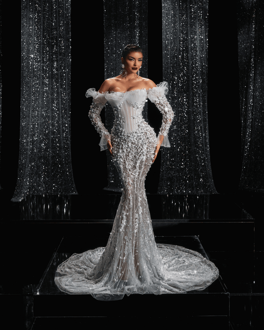 Heressa Bridal Dress Embellished with Pearls