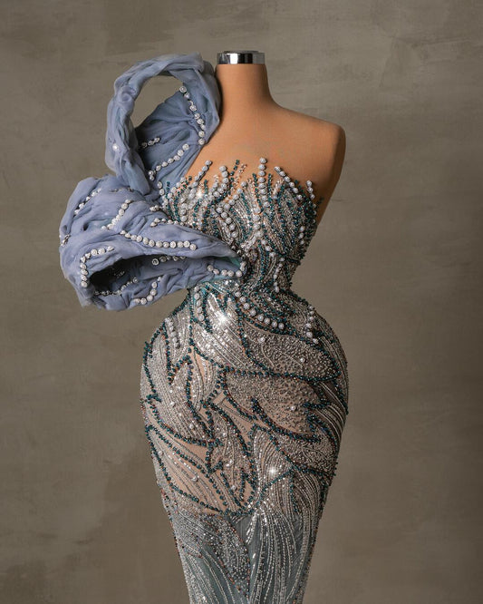 Jamela One-Shoulder Dress with Crystal