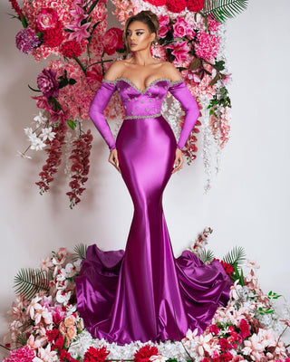 Elegant Purple Satin Dress