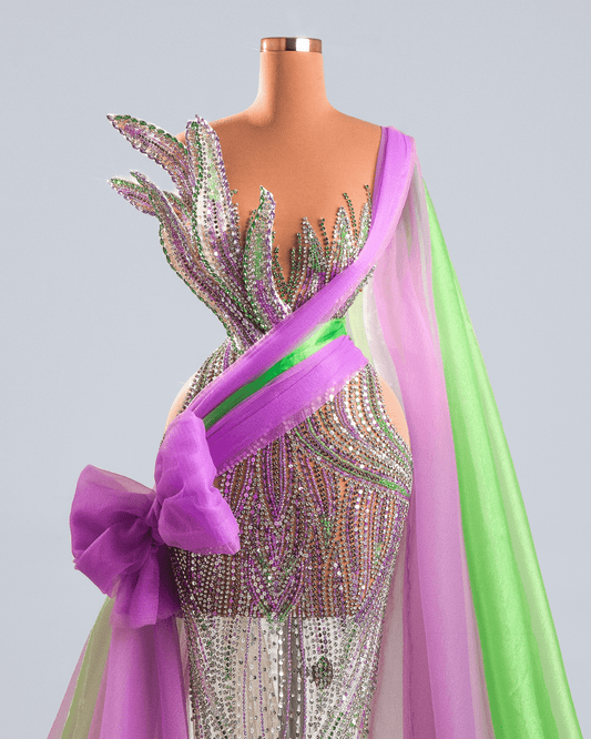 Jonanea Dress with Side Capes and Crystals