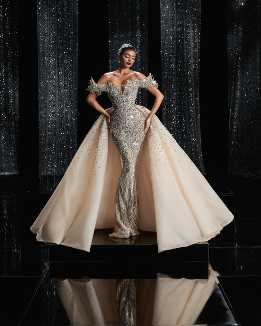 Kolonia Bridal Dress with Crystals and Detachable Overskirt