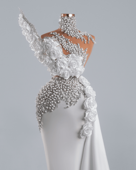 Larove Bridal Dress with Pearls and Roses