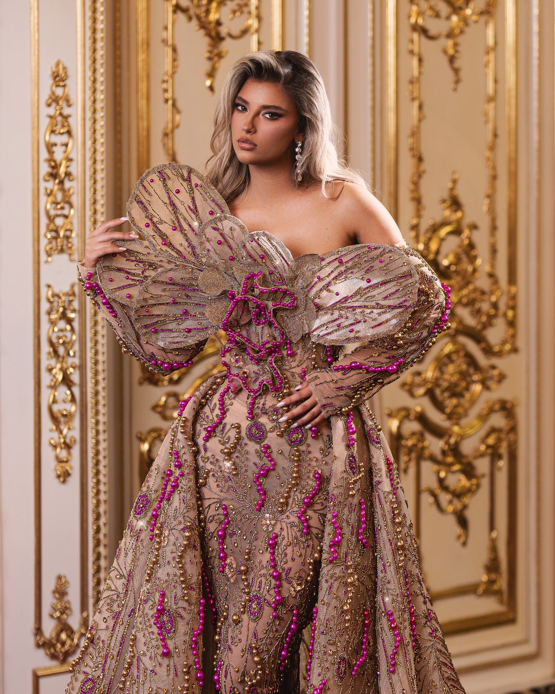 Dress gold pink hotsell