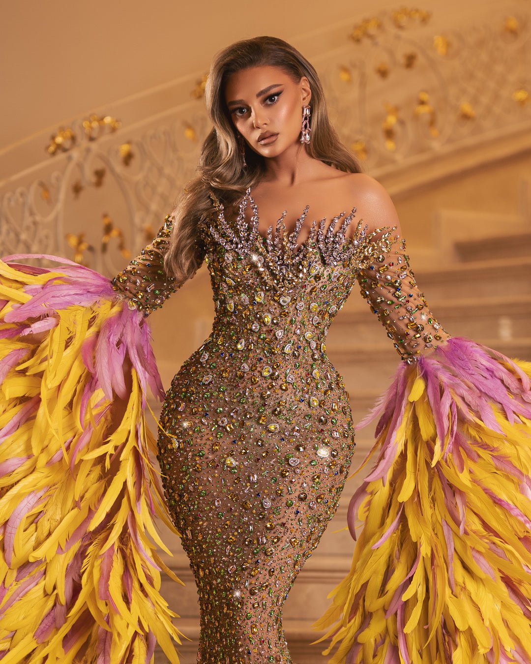 Elegant dress adorned with sparkling crystals