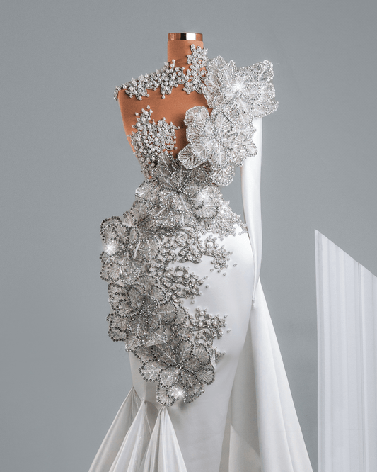 Marene Bridal Dress with Pearls and Flowers