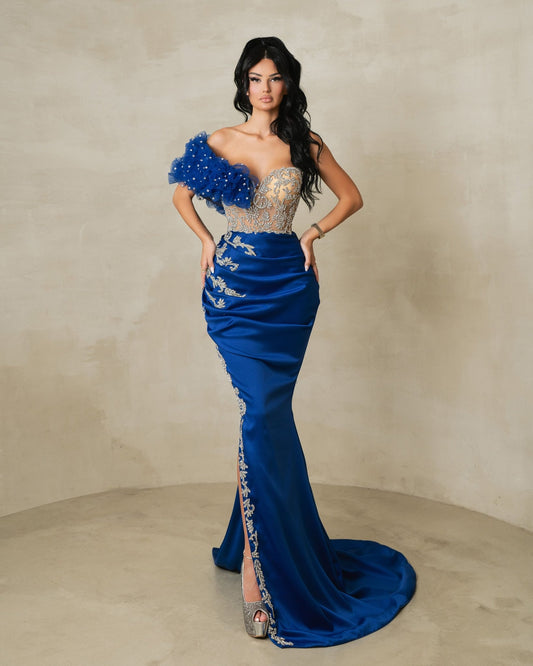 Nereid Blue Long Gown With Crystals
