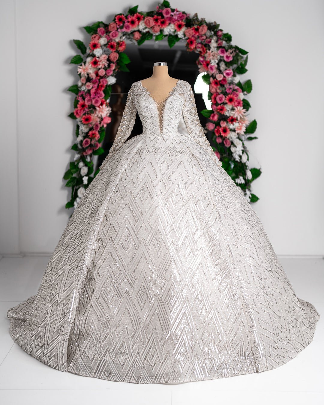 White Bridal Dress with Lace Detailing