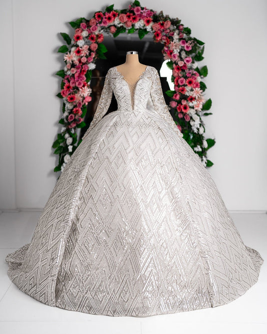 White Bridal Dress with Lace Detailing