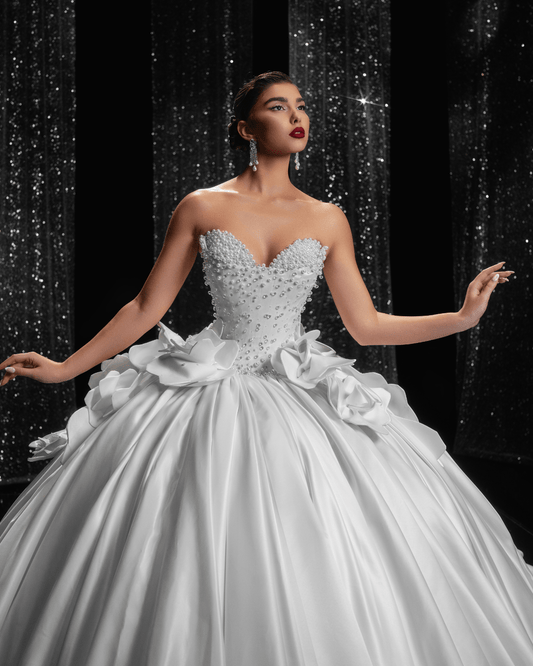 Noele Bridal Dress, Sweetheart Neckline with Pearls
