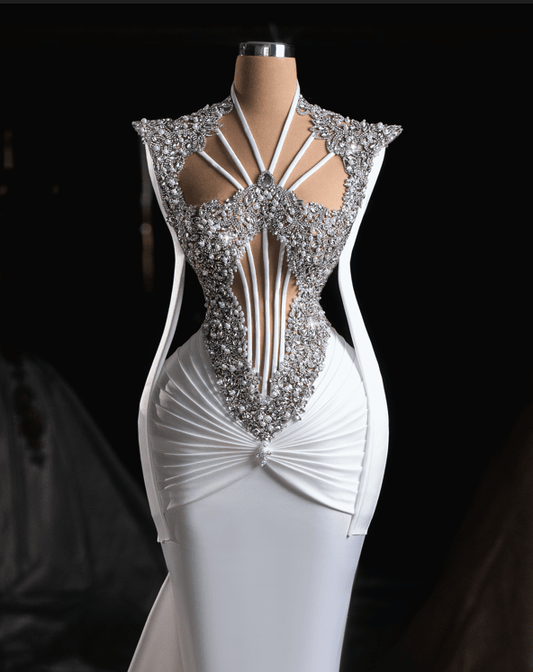 Noelle Satin Bridal Dress with Crystals