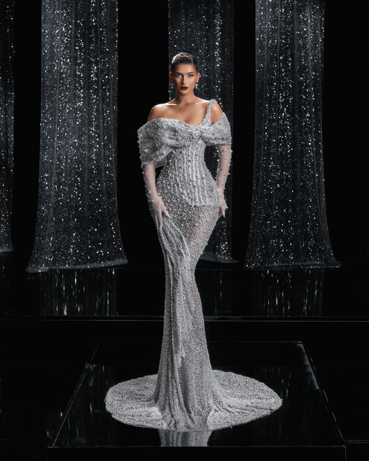 Oliere Bridal Dress with White Pearls