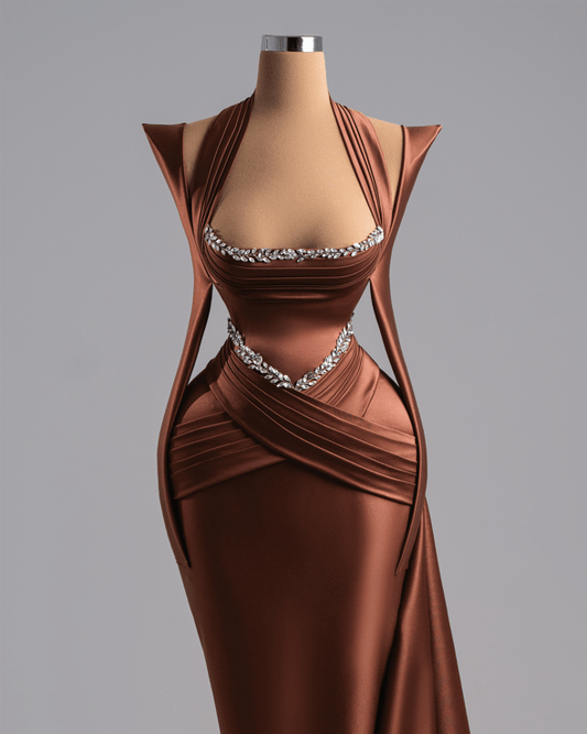 Onda Brown Dress with Silver Stones