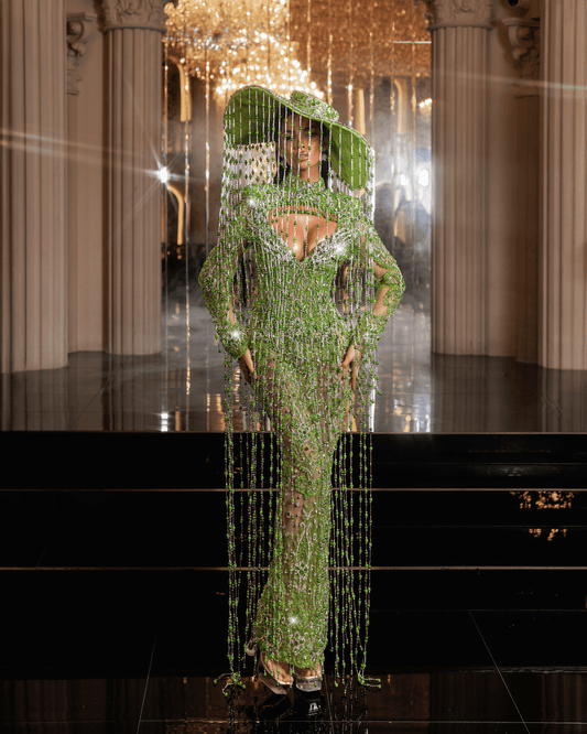 Ondea Green Dress with Crystals and Hat