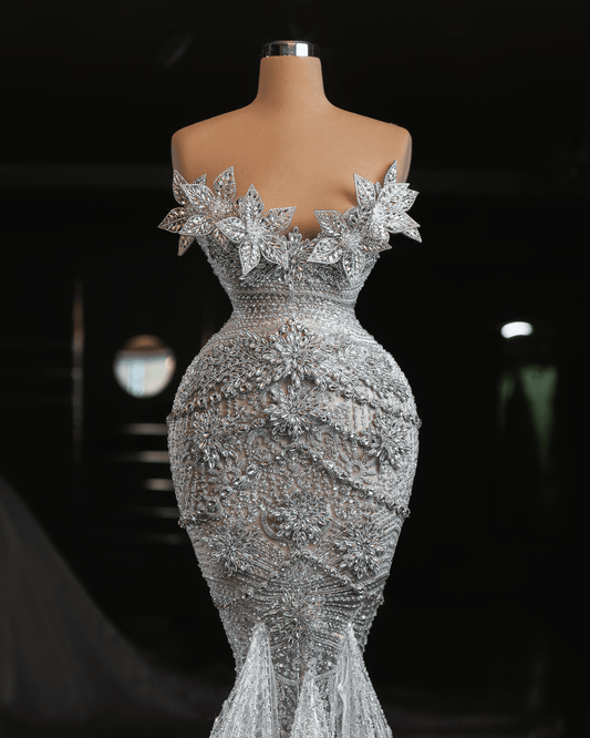 Orenda Bridal Dress with Crystals and Flowers