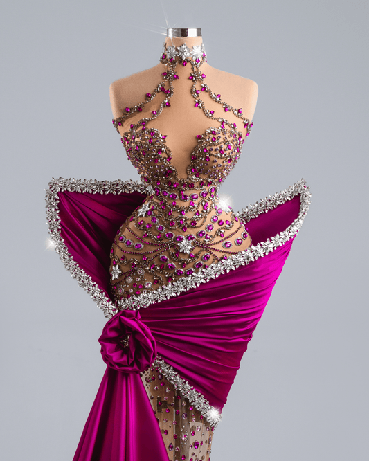 Orienta Pink Dress with Side Cap and Crystals