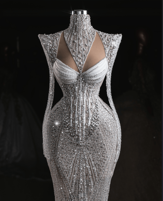 Orion Bridal Dress with Long Sleeves and Crystals