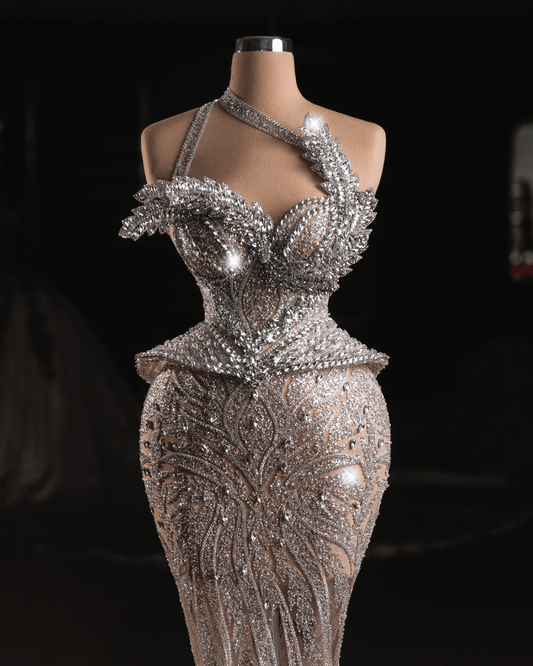Renele Bridal Dress with Crystals and Curt Outs