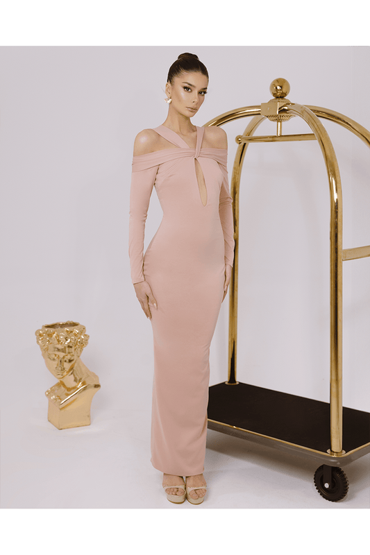 Rose Nude Dress With Cut-Outs