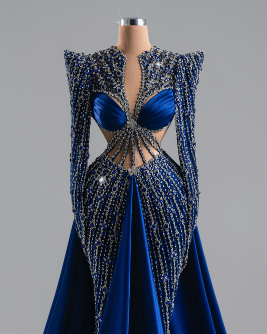 Scarlet Royal Blue Dress with Cape